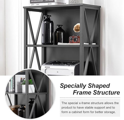 HOMISSUE Bookshelf, 6-Tier Bookshelf, Rustic Wood Metal Bookshelves and Bookcases, Freestanding Open Bookshelf, Industrial Tall Bookcase for Home Office, Living Room and Bedroom, Black