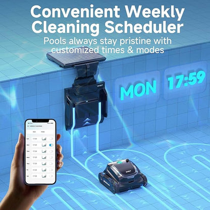 (2025 Upgrade) WYBOT S2 Solar Robotic Pool Cleaner, Dual Charging Modes, Auto-Return Charging, Enhanced Scheduled & Area Cleaning, 3D Adsorption System, App Support, In-Ground Pools up to 3,229 Sq.Ft