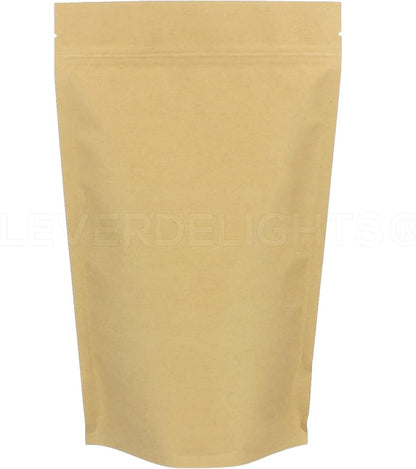 CleverDelights Kraft Stand Up Pouches - 16oz - 100 Pack - 7" x 11.5" x 4"