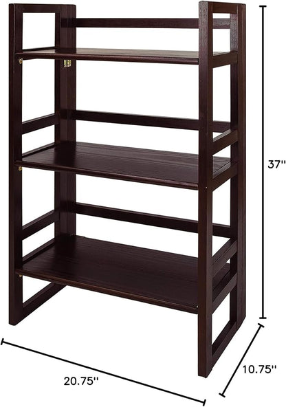 Casual Home 3-Shelf Folding Student Bookcase 20.75" Wide-Espresso