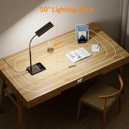 LEPOWER Desk Lamp, 800LM LED Desk Lamp for Home Office, 12W Reading Lamp for Desk, Eye-Caring Light, Touch Table Lamp, Gooseneck Lamp, 50 Lighting Modes, Bright Desk Lamps for Bedroom, Study (Black)