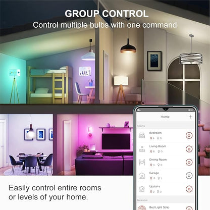Sengled Alexa Light Bulb, Zigbee Bulb Smart Hub Required, Works with Alexa and SmartThings, Voice Control with Echo Show 10 with built-in Hub, Color Changing 60W Equivalent A19 Smart Light Bulbs, 4PK