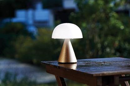Lexon Mina L Mushroom Lamp - 9 LED Color Table Lamp for Bedrooms, Living Room & Office - Cordless, Rechargeable with 24h Light & Dimmer, Aluminum, Large - Soft Gold
