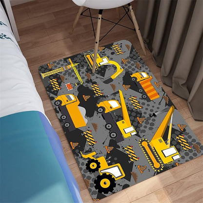 Construction Rugs for Boys Room Play Rug for Cars and Trucks Car Rug Play Mat Kids Rugs for Playroom Car Rug for Boys Room Construction Decor for Boys Room,Grey 2'×3'