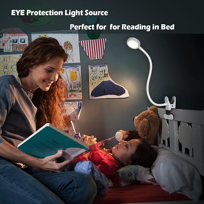 Desk lamp, LED Reading Light, Dimmable Clamp Lamp for Bed Headboard, Bedroom, Office, 3 Modes & 9 Dimming Levels, Flexible Clip Desk Lamp