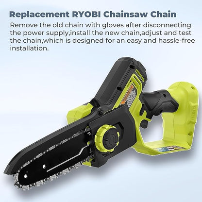 6" Pruning Chainsaw Chain Replacement for RYOBI P25013,P25013BTL 18V Pruning Chainsaw,RY6C1 Mini Saw Chain,38 Drive Links 0.043" Gauge 1/4" LP Pitch (3 Pack)