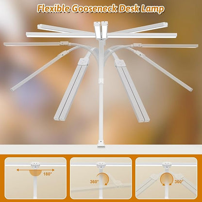Double Head LED Desk Lamp with Anti-Glare Cover Computer Desk Lamp for Home Office 24W Brightest Desk Light Office Lamp for Workbench Drafting Architect with Clamp and Base