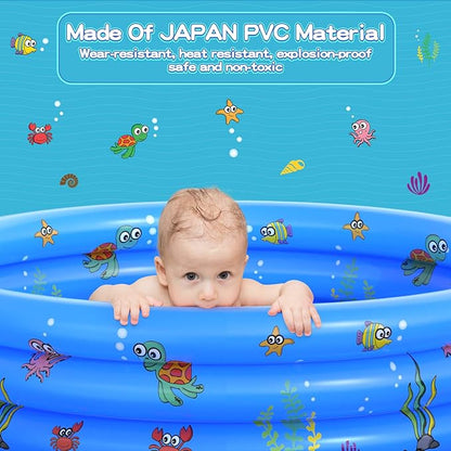 Garden Round Inflatable Baby Swimming Pool, Portable Inflatable Child/Children Little Pump Pool,Kiddie Paddling Pool Indoor&Outdoor Toddler Water Game Play Center for Kids/Girl/Boy