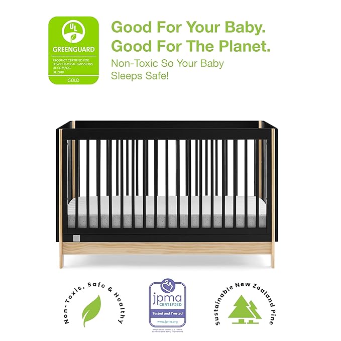 GAP babyGap Tate 4-in-1 Convertible Crib - Greenguard Gold Certified, Ebony/Natural