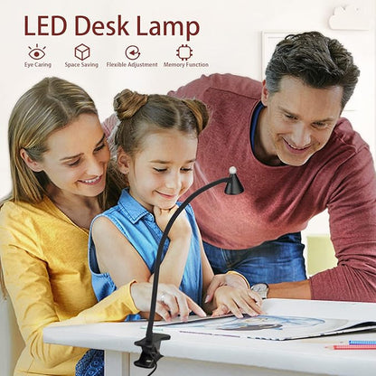 LED Desk Lamp with Clamp,Reading Light with Long Flexible Gooseneck,Clamp Light for Reading,Bed Lights for Headboard,Book Light for Kids with 30 Adjustable Color Modes,Clamp Lamp for Home, Black