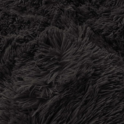 Fluffy black comforters Cover twin size - Ultra Soft Plush black bedding Sets 2 Pieces (1 faux fur comforter Cover + 1 fuzzy pillow case) girls shaggy black twin bed set (Black, Twin)