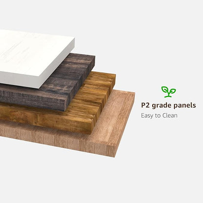 OKD 48" Modern Farmhouse Coffee Table, Wooden Living Room Table with Hidden Storage Drawer, Rustic Rectangular Center Tables w/Wood Thick Design for Living Room, Office, Dark Rustic Oak