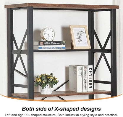 HOMBAZAAR Bookshelf, 5-Tier Industrial Bookshelf, Etagere Bookcases and Bookshelves, Tall Bookshelf Storage Organizer, Freestanding Bookshelf for Living Room, Bedroom and Home Office, Brown