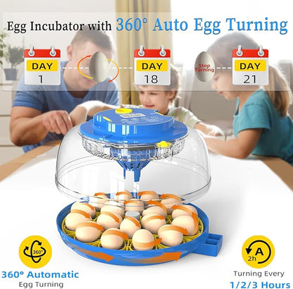 18 Chicken Egg Incubators for Hatching Eggs with Automatic Egg Turning and Humidity Control, High Hatch Rate Poultry Incubator for Chicken, Ducks, Goose, Pigeon, Quail, Ideal for Home, Farm, School