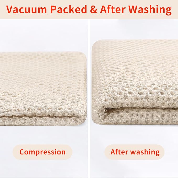 Homaxy 100% Cotton Waffle Weave Kitchen Towels, 5-Pack, Beige | 13 x 28 Inches, Ultra Soft Absorbent Dish Towels, Quick Drying Cleaning Towels