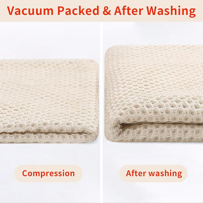 Homaxy 100% Cotton Waffle Weave Kitchen Towels, 5-Pack, Beige | 13 x 28 Inches, Ultra Soft Absorbent Dish Towels, Quick Drying Cleaning Towels