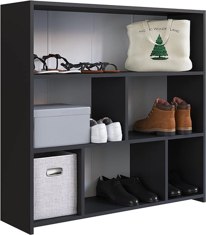Art in Moveis Mid Century Modern Bookshelf, 6 Cube Storage Shelf - 3 Tier Retro Bookshelf CARB-Free Engineered Wood - Black