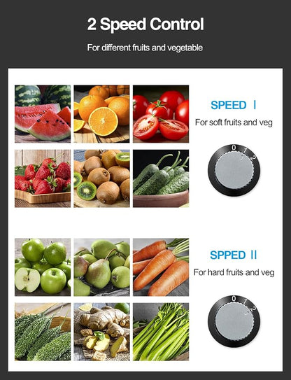 Juicer Machine 800W Centrifugal Juicer with Wide Mouth Feed Chute | For Fruits And Vegetables, Stainless Steel, BPA-Free Parts, Easy To Clean, Fast Juice Extraction, Black