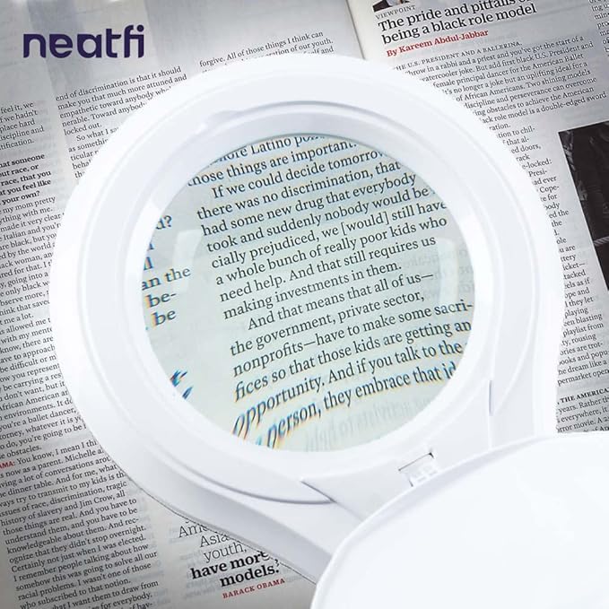 Neatfi (New Model) 1,200 Lumens Super LED Magnifying Lamp with Clamp, 8D, Dimmable, includes Microfiber Cleaning Cloth, 5 Inch Diameter Lens for Reading, Sewing, Crafting (8 Diopter, White)