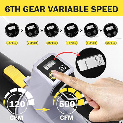 500 CFM Cordless Leaf Blower, 2 x 21V 6.0Ah Battery and Charger, Electric Leaf Blowers for Patio Cleaning, Lawn Care, Blowing Leaves and Snow