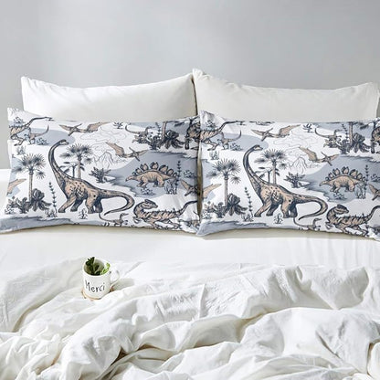 Erosebridal Kids Dinosaur Comforter Set, Dino Palm Tree Bedding Set Full Size for Boys Teens Adult Bedroom, Ancient Animal Duvet Sets Mountain Tropical Botanical Quilted Duvet with 2 Pillow Cases