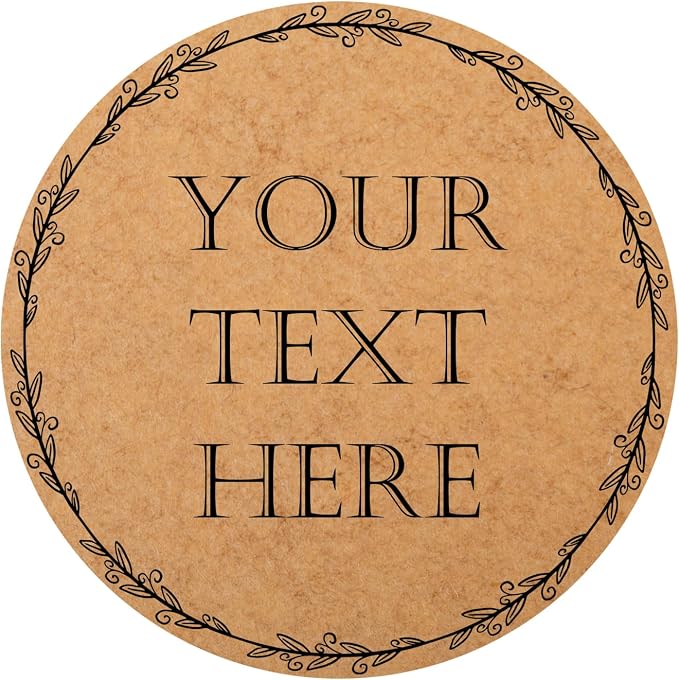 100-1000 Pcs Kraft Custom Sticker Labels Round Customized Labels Wreath Designs Personalized Stickers for Food Jars Gift Essential Oil Bottles Storage Bins(Kraft Paper 3)