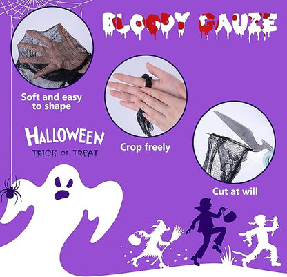 Sfcddtlg 4 Pcs Halloween Black Doorway Curtain- 65 x 39 Inch Creepy Door Curtain Decorations- Scary Spooky Cloth for Halloween Party Haunted House Decoration