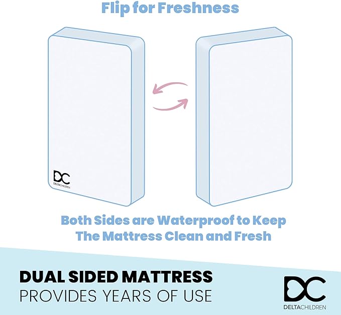 Delta Children Heartland 4-in-1 Convertible Crib, Bianca White + Delta Children Twinkle Galaxy Dual Sided Recycled Fiber Core Crib and Toddler Mattress (Bundle)