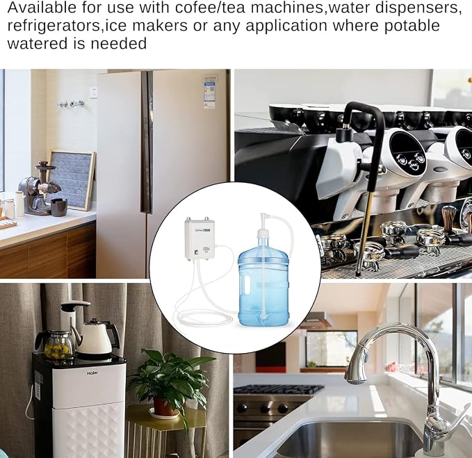 TDRSUPER Bottle Water Dispenser Pump System Self-Priming 110V AC US Plug Drinking Water Pump Single Tube Food Grade Suitable for Coffee/Tea Maker, Water Dispenser, Refrigerator, Ice Maker