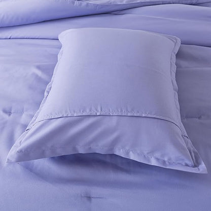 Lavender Purple Comforter Set King Size, Solid Luxury Skin-friendly Boho Bedding Set & Collections, Breathable Fluffy Microfiber 3 PCS (104"x90") Comforter Set for All Seasons