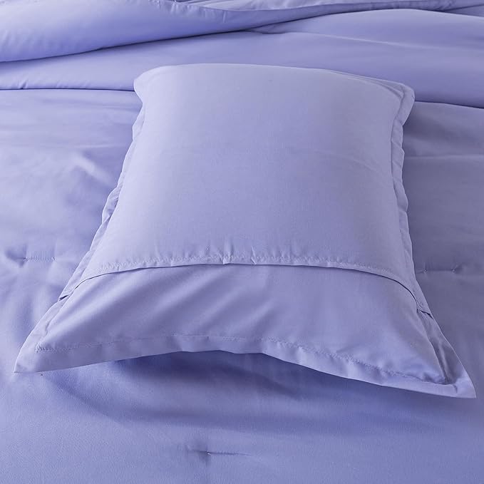 Lavender Purple Comforter Set Twin Size, Solid Luxury Down Alternative Soft Boho Bedding Comforter Set, Breathable Fluffy Microfiber Skin-friendly Comforter (68"x90") for All Seasons