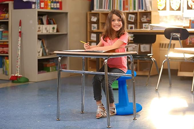 Kore Kids Junior Wobble Chair - Flexible Seating Stool for Classroom, Elementary School, ADD/ADHD - Made in The USA - Junior- Age 8-9, Grade 3-4, Blue (16in)