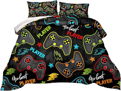 Gaming Comforter for Boys Teen,Game Contoller Bedding Set for Boys Kids,Down Alternative Comforter for All Season,Gamer Home Decor for Boys Comforter Set (Comforter-Game25, Twin)
