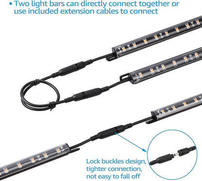 TORCHSTAR LED Safe Lighting Kit, (6) 12 Inch Linkable Light Bars + Rocker Switch + UL Power Adapter, 900LM, Input 100-240V, for Under Cabinet Gun Safe Locker Closet Showcase, 5000K Daylight