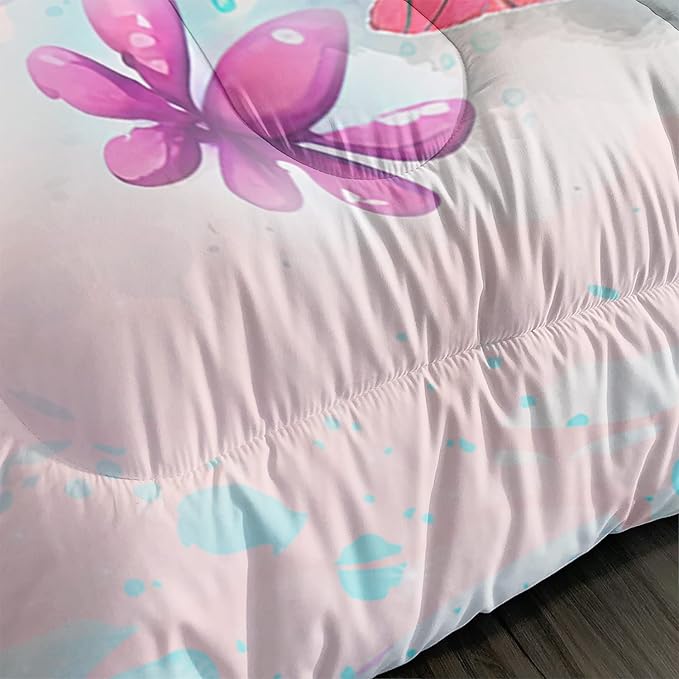 CVHOUSE Kawaii Sea Turtle Comforter Set Queen Size,Ocean Theme Bedding Set for Girls Kids,Tie Die Turtle Quilt Set Ocean Turtle Duvet Set Ocean Decor 3 Pieces