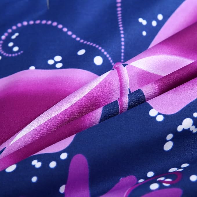 WINLIFE Butterfly Comforter Set Full Size for Girls Purple Blue Black Butterflies Printed Bedding Set for All Season, Soft Breathable & Light Bed Sets