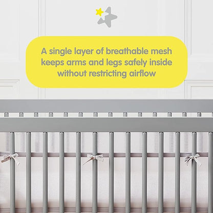 BreathableBaby Breathable Mesh Liner for Full-Size Cribs, Classic 3mm Mesh, White (Size 2FS Covers 2 Sides)