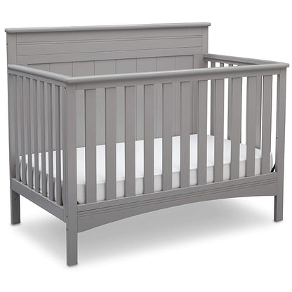 Delta Children Fancy 4-in-1 Convertible Crib and 6 Drawer Dresser Bundle, Grey