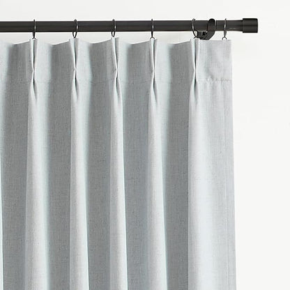 Vision Home Blue Fog Pinch Pleated Full Blackout Curtains Linen Blended Room Darkening Window Curtains 102 inch for Living Room Bedroom Thermal Insulated Pinch Pleat Drapes with Hooks 60" Wx102 Lx1