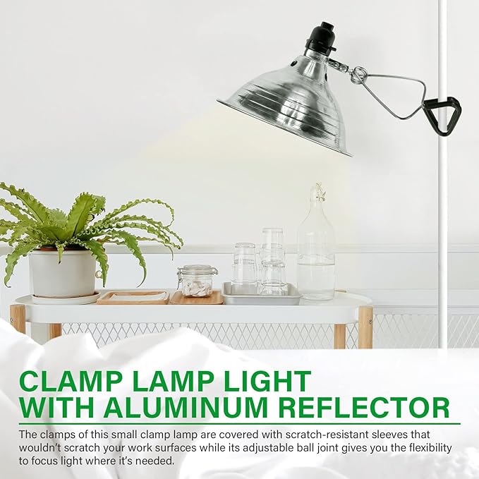 Simple Deluxe Clamp Lamp Light 150 Watt with 8.5 Inch Aluminum Reflector (no Bulb Included), 6 Feet Cord, 2 Pack, Black, New Version