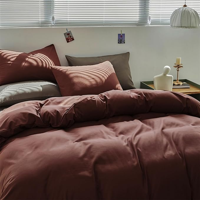 Brick Red Comforter Set Twin Clay Color Bedding Set Women 3 Pieces Solid Color Blanket Set Solid Brick Red Comforter Set Twin Dark Red Comforter Set