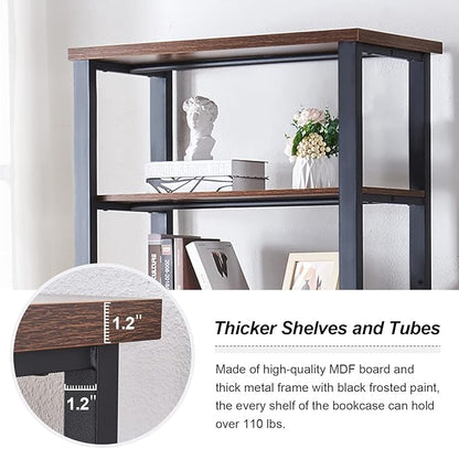 HOMBAZAAR Bookshelf, 6-Tier Vintage Industrial Book Shelf, Rustic Wood and Metal Bookcase and Bookshelves, Free Standing Storage Large Bookshelf for Living Room, Bedroom and Kitchen, Brown