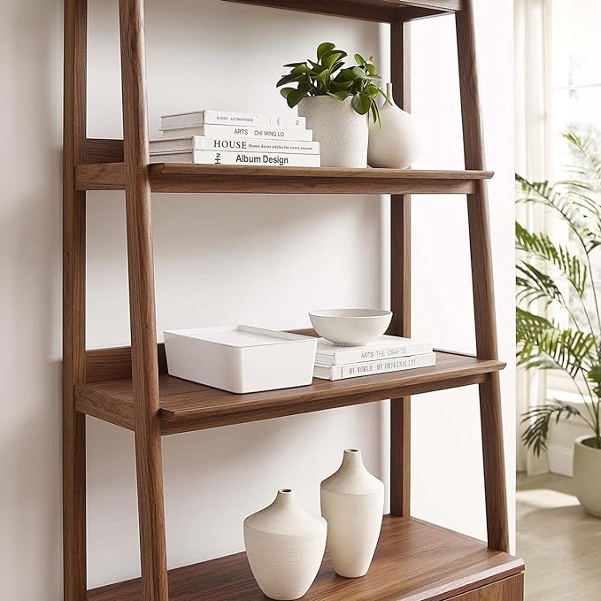 Modway 33" Bookshelf Display Case in Walnut