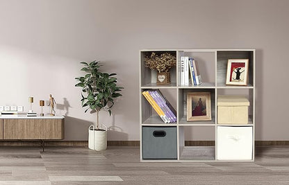 PACHIRA US 9-Cube Storage Organizer Bookshelf System, Unit Shelf, Closet Cabinet, Storage Cubes Organizer Shelves in Living Room, Bedroom, Study, Oak Grey