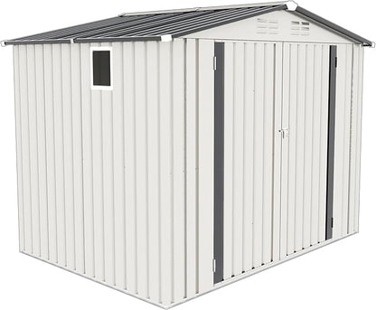 8x5.7x6FT Storage Shed, Outdoor Galvanized Steel Garden Shed with Lockable Door & Window, Waterproof Metal Tool Storage for Garden, Backyard, Patio, Lawn