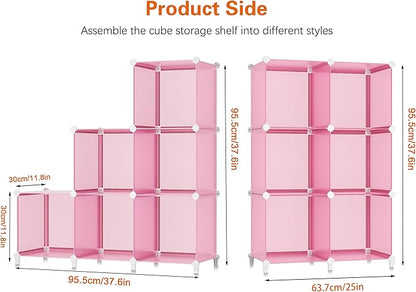 HOMIDEC 6-Cube Storage Shelf, Storage Bookcase Bookshelf with Metal Hammer, Storage Cubes Organizer Cabinet for Kids, Closet, Bedroom, Bathroom, (11.8x11.8x11.8 inch), Light Pink