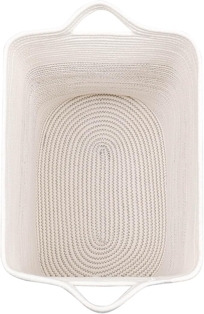 Cloth Large Blanket Basket,Storage Basket Bins Rectangle Small Woven Baskets for Storage, Nursery Cotton Rope Basket Living Room, Toy Basket For Organizing, Clothes Laundry Baskets set of 2