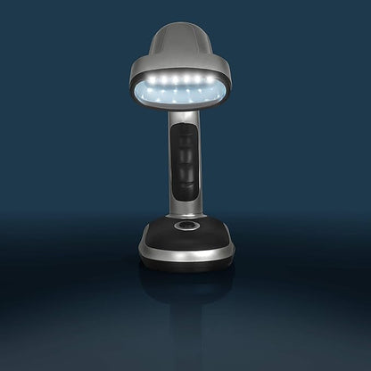ELDSKLT Led Desk Lamp, 12-Bulb Battery-Operated Table Light for Home, Office, Silver/Black