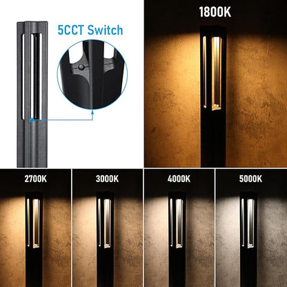 LEONLITE 12-Pack 5CCT Low Voltage Path Lights, Update 1800K2700K3000K4000K5000K Selectable, 3W LED Landscape Pathway Lights, Outdoor Landscape Lighting for Driveway, Aluminum, 12-24V, ETL, IP65, Black