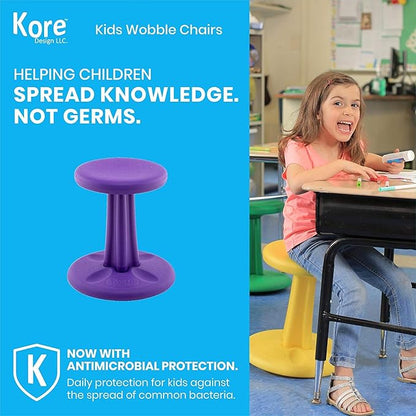 Kore Kids Wobble Chair - Flexible Seating Stool for Classroom & Elementary School, ADD/ADHD - Made in The USA - Age 6-7, Grade 1-2, Purple (14in)